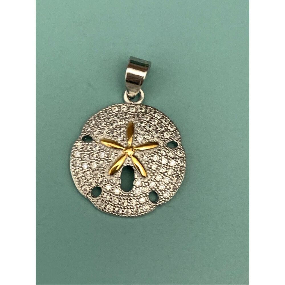 .925 Sand Dollar Micro Pave Necklace Pendant #beach #shelling